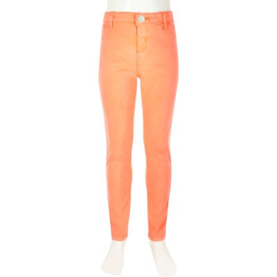 Girls bright coral Molly jeggings